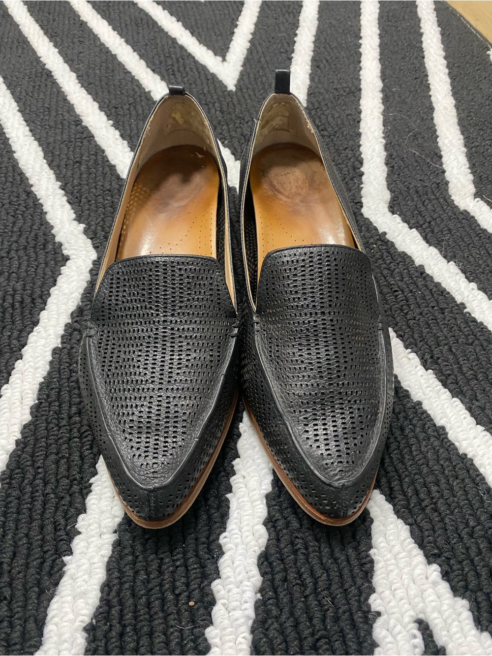Women’s Black Perforated Slip-On Loafers